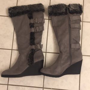 Women’s Faux Fur Wedge Heel Boots